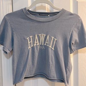 One size fits all Brandy Melville light blue "Hawaii USA" cropped T-shirt